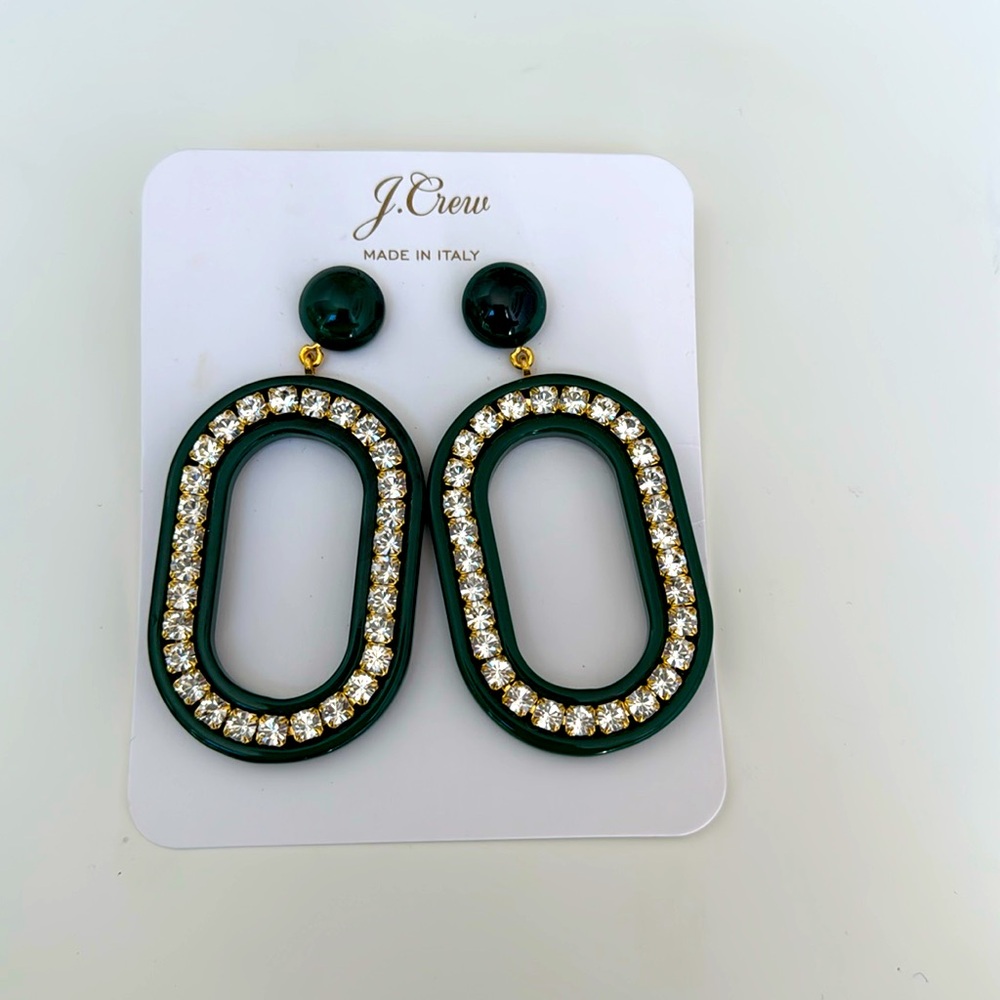 J.Crew Jade and Rhinestone Statement Earrings